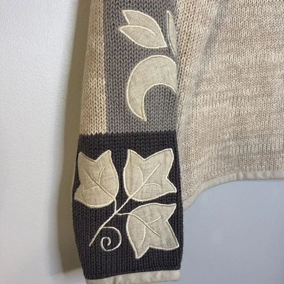 VTG Orvis Women's Patchwork Leaf Knit Grandma Sweater Button Front Cottagecore S - Picture 4 of 16